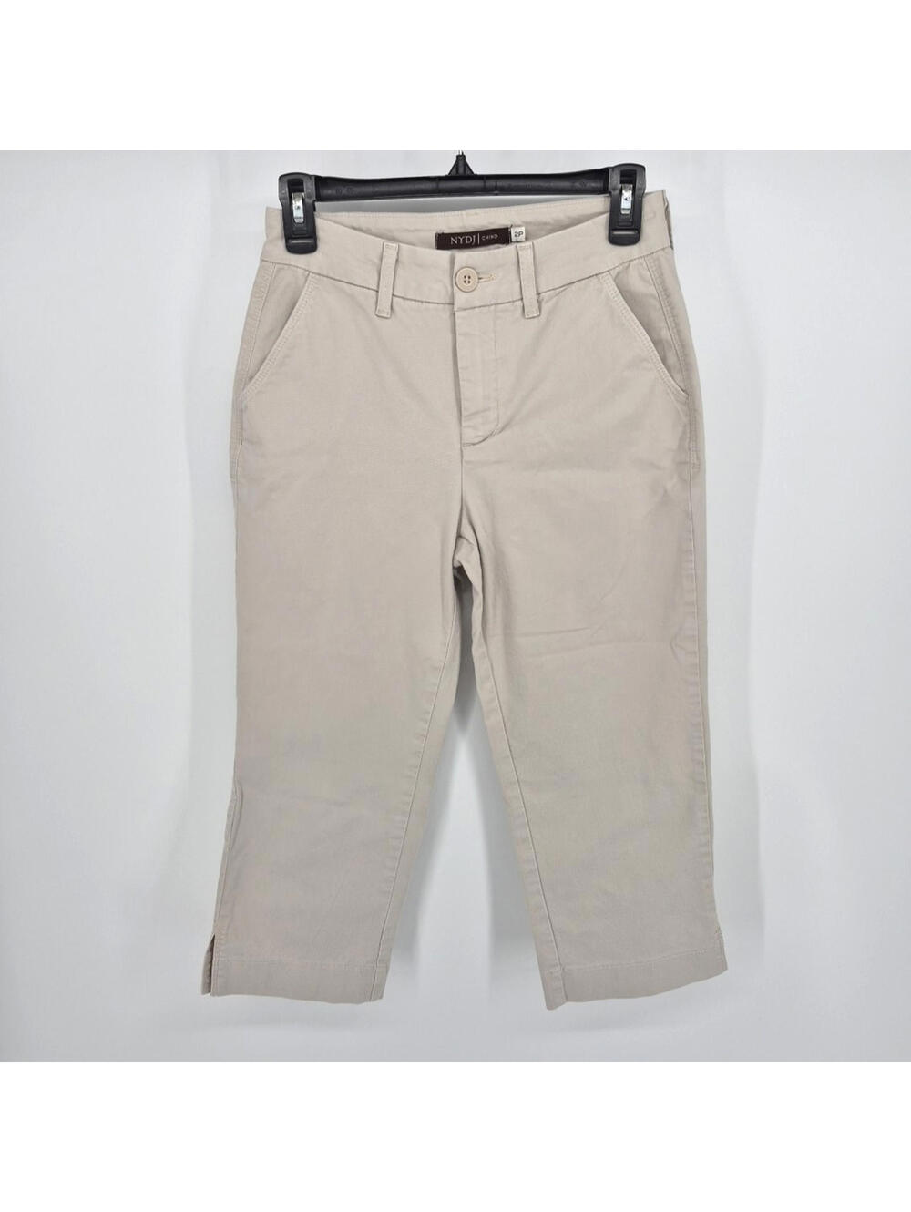 NYDJ Chino Womens 2P Khaki Capri Lift Tuck Technology Stretch Pants Petite Crop